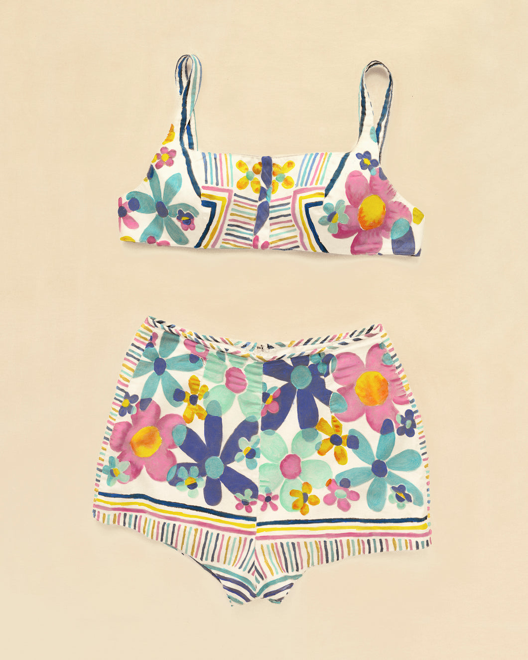Flowered Mod Bikini Swimsuit Art